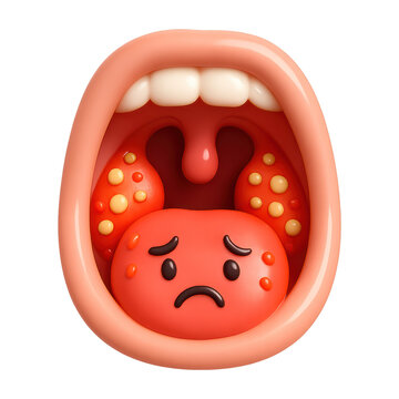 PNG Colorful cartoon mouth infection illustration.