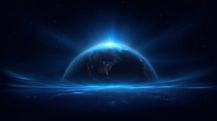Obraz premium Abstract Digital Planet in Dark Blue Background