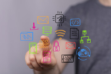 Modern technology, digital transformation, data, network, cloud computing, innovation, connection, information, progress, future, success,