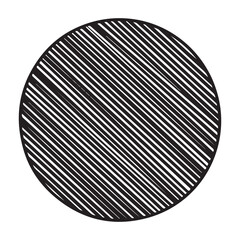 Abstract Textured Black Circle with Diagonal White Lines Pattern