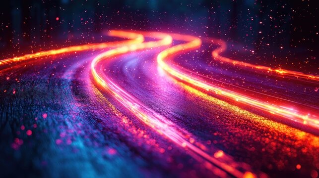 Abstract Light Trails: A Symphony of Neon Colors