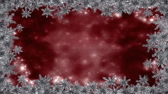 Silver snowflake border on maroon background