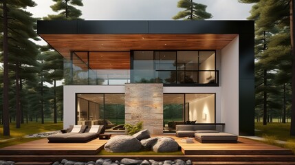 Modern house blends seamlessly into nature