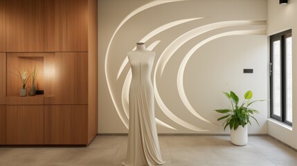 Elegant bridal gown on a mannequin