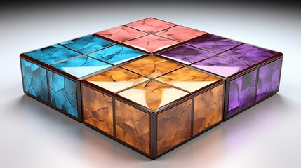 Colorful Cubes Composition on White Background