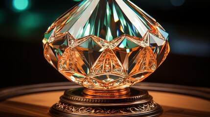 Ornate Glass Trophy with Artistic Design