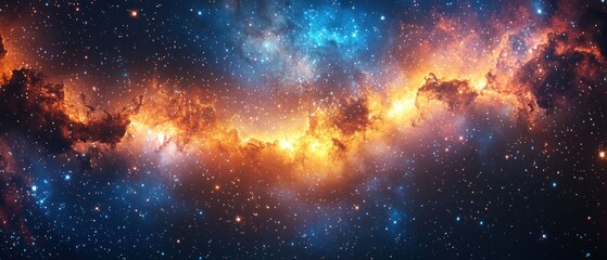 Obraz premium Cosmic Nebula: A Celestial Tapestry of Orange and Blue