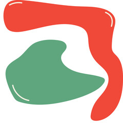 Abstract organic red and green fluid shapes with glossy highlights modern graphic design element.