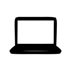 Silhouette illustration of a sleek and modern laptop computer on a white background