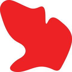 Vibrant Red Abstract Organic Blob Shape with Smooth Curves.