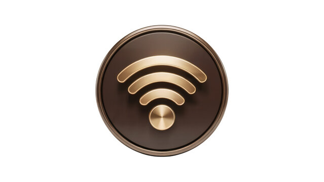 Luxurious golden wifi symbol emblem on dark luxurious background