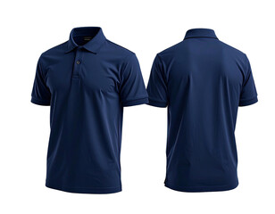 Navy blue polo shirt, front and back view