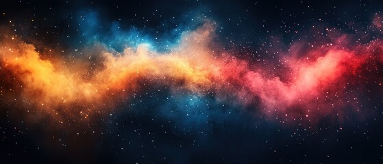Obraz premium Cosmic Nebula: A Celestial Tapestry of Orange, Red, and Blue Hues