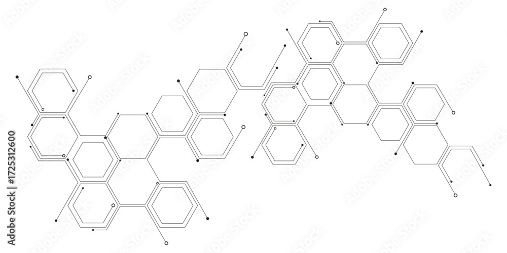 Aufkleber abstract white hexagon concept background. hexagonal molecular structure abstract tech network patte