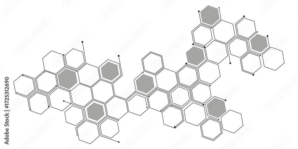 Aufkleber abstract white hexagon concept background. hexagonal molecular structure abstract tech network patte