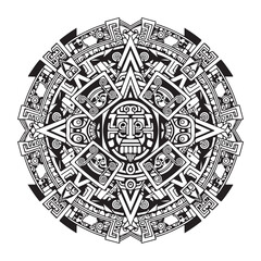 Intricate Circular Tribal Art Design with Central Face