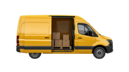 Ready to deliver packages fast and efficiently with this yellow cargo van