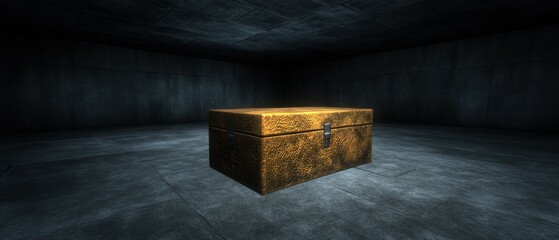 Mysterious Golden Chest in a Dark Room