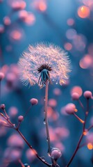 Serene Dandelion Dream: A Dew-Kissed Macro Photograph