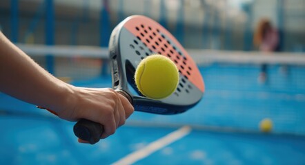 woman's hands holding a padel racket