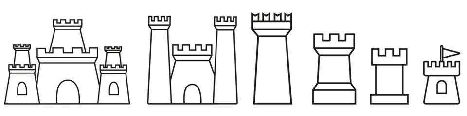 Castle icon vector set. Fortress illustration sign collection. Stronghold symbol. tower logo.