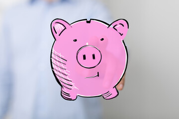 Piggy bank illustration, saving money, financial planning, budget, wealth, investment, security,...
