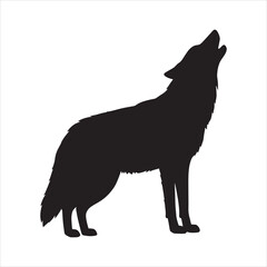  Stunning silhouette of a howling wolf against a starry night sky with ample space for text