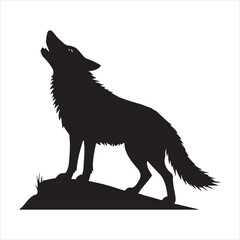  Black howling wolf silhouette vector illustration