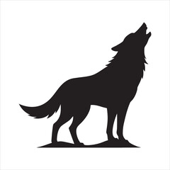 Wolf howling silhouette vector