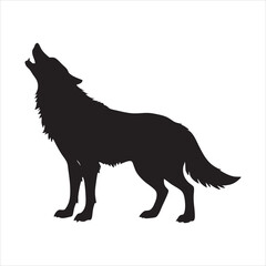  wolf howl black silhouette vector, wolf howl icon illustration