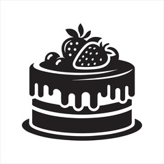 Birthday cake silhouette vector, Cake icon, birthday cake icon vector