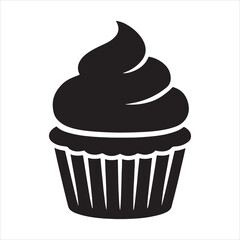  Cup cake silhouette icon vector illustration on white background. Cup cake symbol design