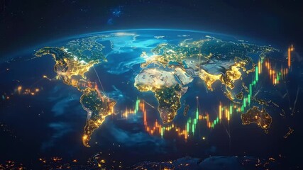 Global market pulse: Financial analysis with earth visuals and investment patterns and worldwide - Powered by Adobe