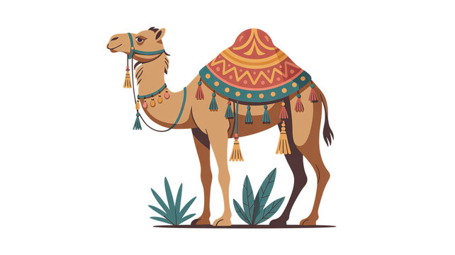 Decorated Indian camel vector illustration from Rajasthan