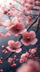 Enthralling Blossom: A Digital Painting of Delicate Pink Flowers