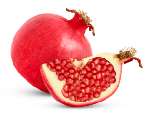 Pomegranate with cut in half isolated with clipping path.