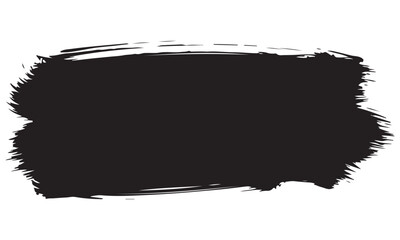 Black Hand-Painted Brush Stroke with Rough Texture on White Background