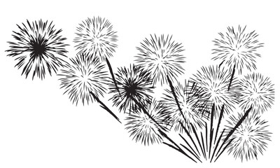 Obraz premium Stylized Graphic Illustration of Exploding Fireworks Bursts