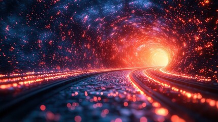 Luminous Railway Tunnel: A Journey Through the Cosmos