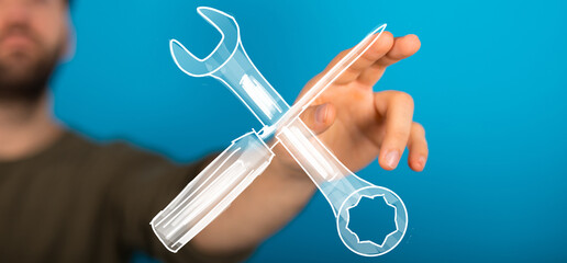 Digital tools, repair, maintenance, service, technology, solution, support, help, hand, wrench,...