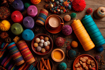 Traditional items for Día de las Velitas celebration