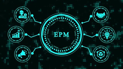 Futuristic EPM Technology Animation – Online Transaction Processing Data Network, Business Analytics, Digital Finance and Innovation - Powered by Adobe