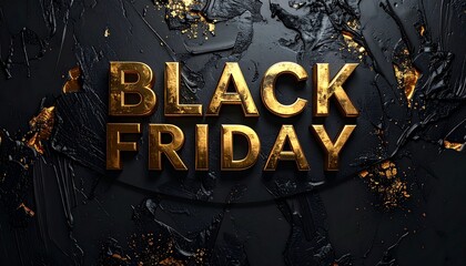 Luxury Black Friday Sale Metallic Gold Lettering on Elegant Black Background