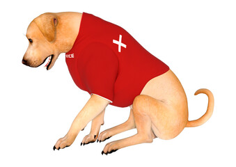 3D Rendering Labrador Service Dog on White