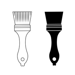 Flat brush icon in outline and solid style illustration