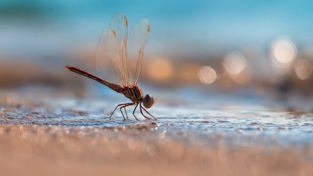 Dragonfly drinking water