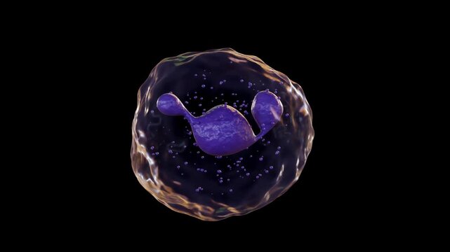 3D animated model of a neutrophil , the most abundant type of white blood cell and a key player in the innate immune response