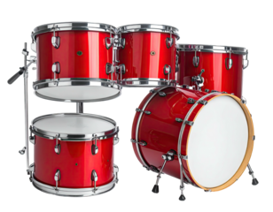 Red drum set on black background (1)