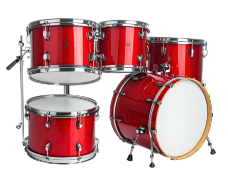 Red drum set on black background (1)