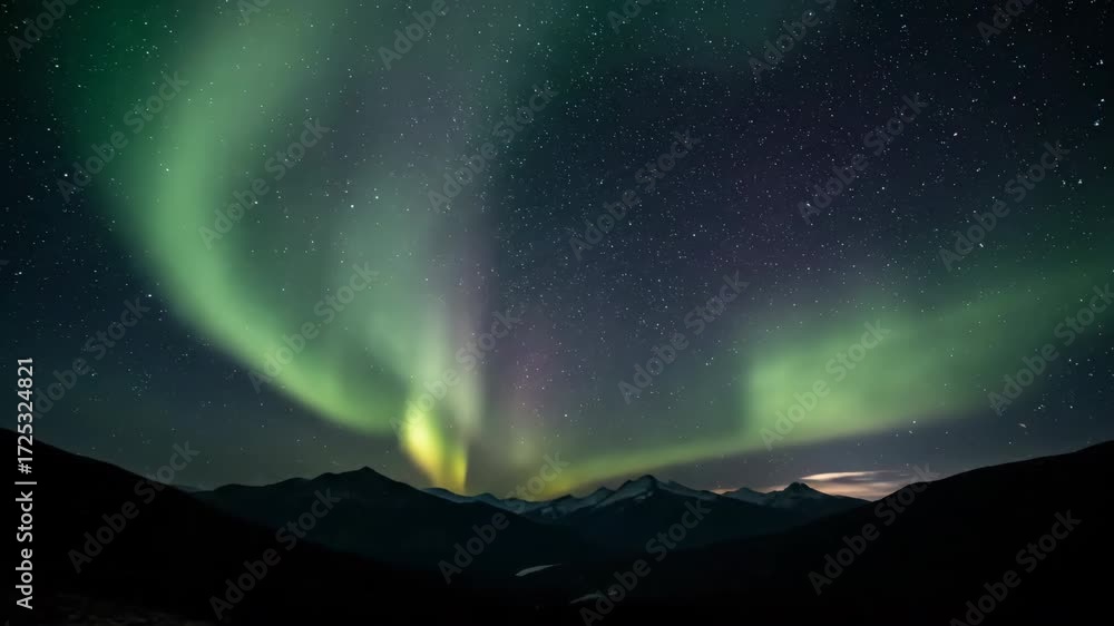 Canvas Prints hypnotic green and purple aurora borealis streaking and shifting in abstract patterns timelapse drea
